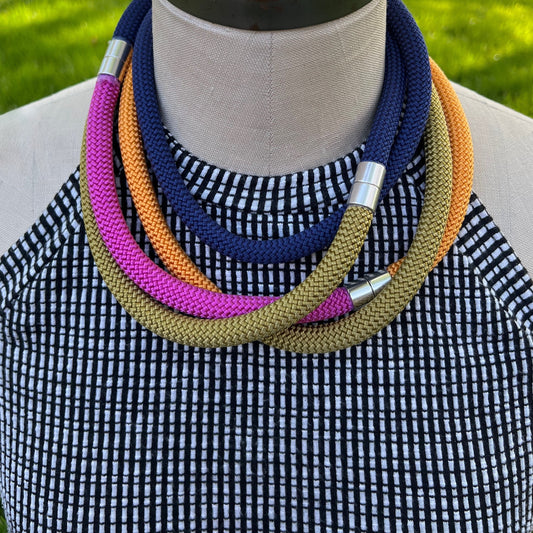 EVOLVE: A travel-ready colorful modular necklace in a sunset palette