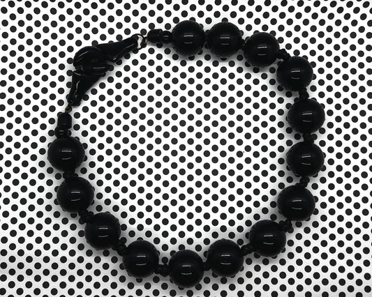 Bold Resin Statement Necklace - Italian Beads on Hand-Knotted Cord with Sculptural Hook Clasp