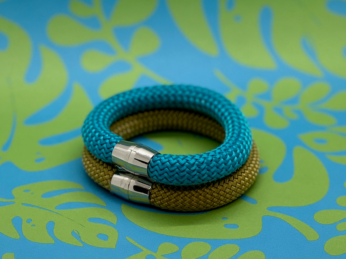 Abundance - Aqua/Silver Nautical Rope Bracelet with Magnetic Clasp