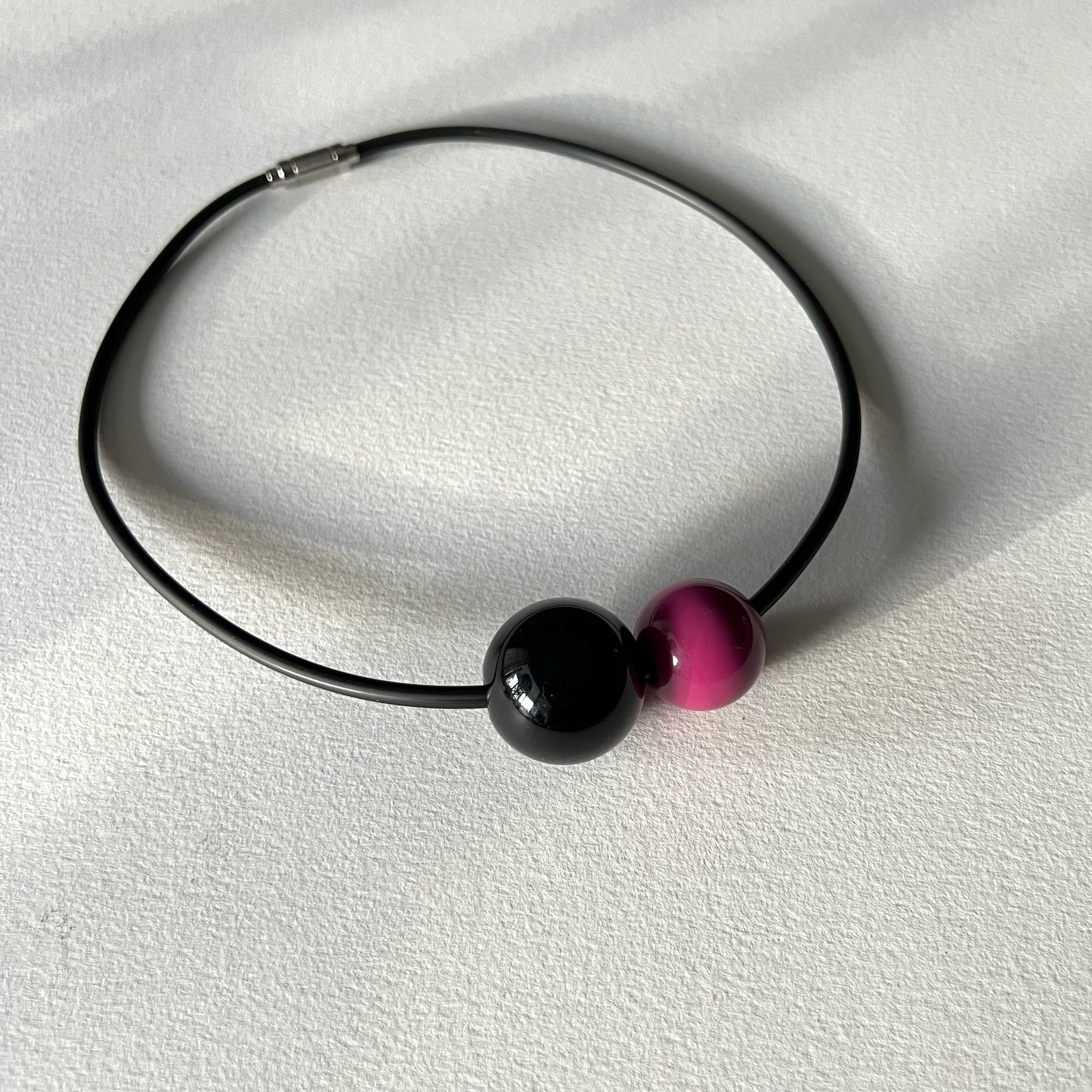 AUTHENTICITY: Artistic Double Sphere Resin & Rubber Choker