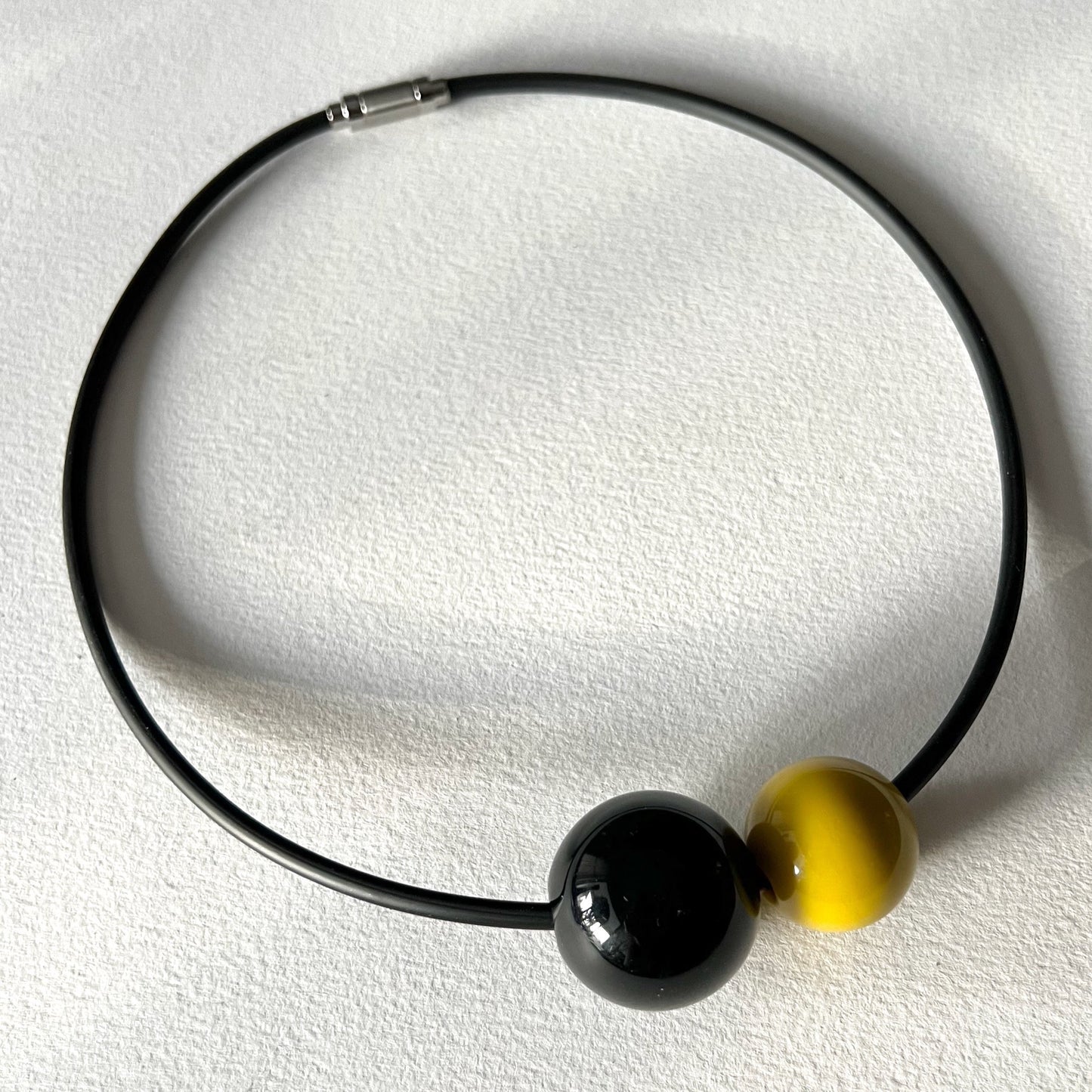 AUTHENTICITY: Artistic Double Sphere Resin & Rubber Choker