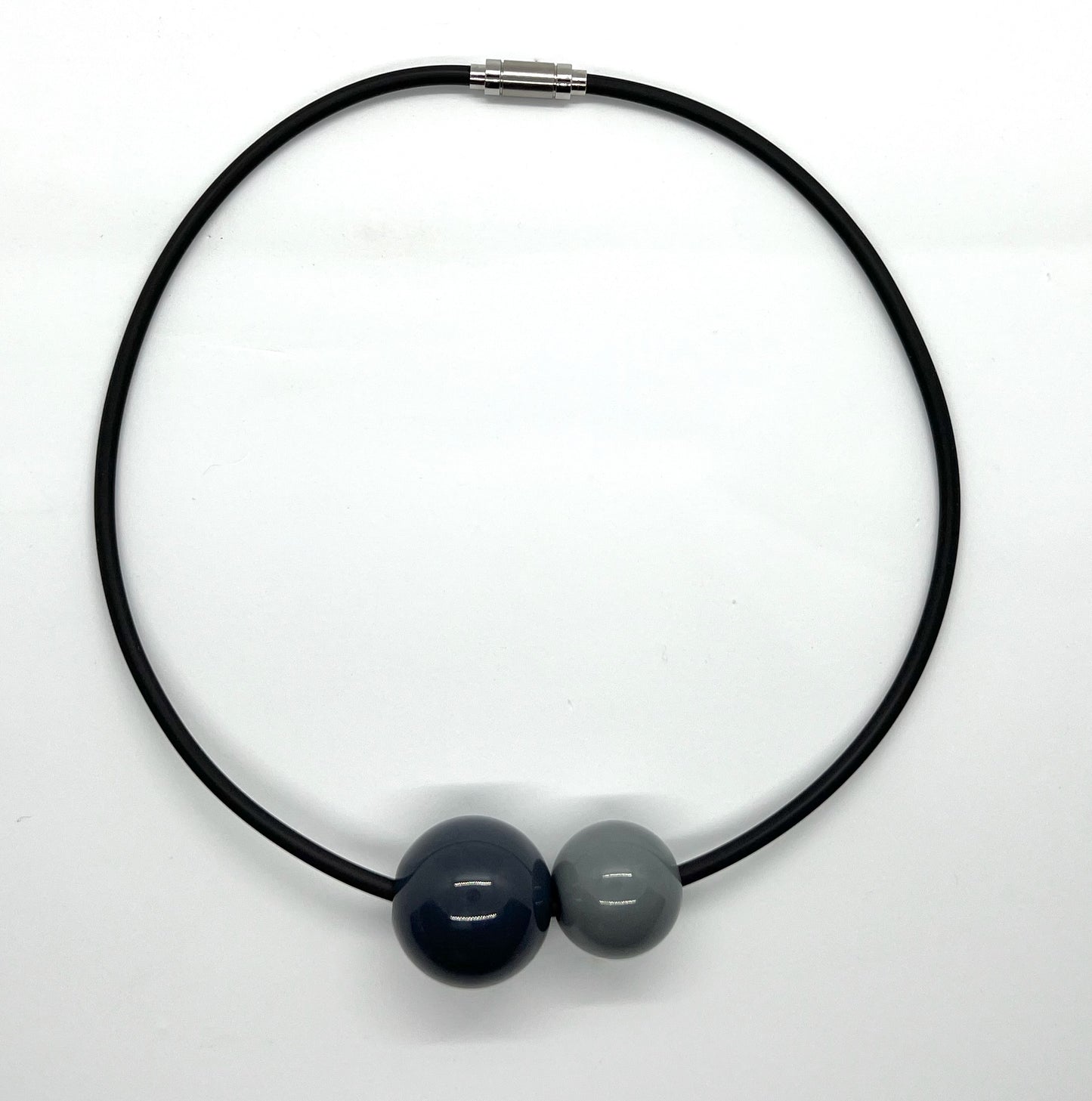 AUTHENTICITY: Artistic Double Sphere Resin & Rubber Choker