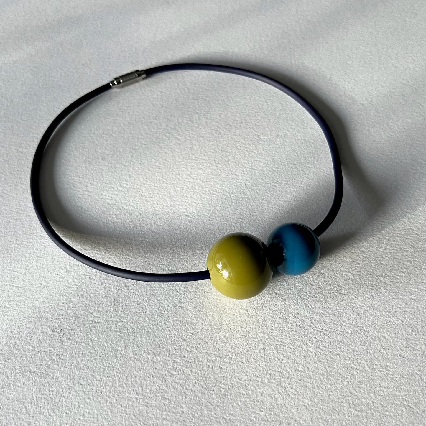 AUTHENTICITY: Artistic Double Sphere Resin & Rubber Choker