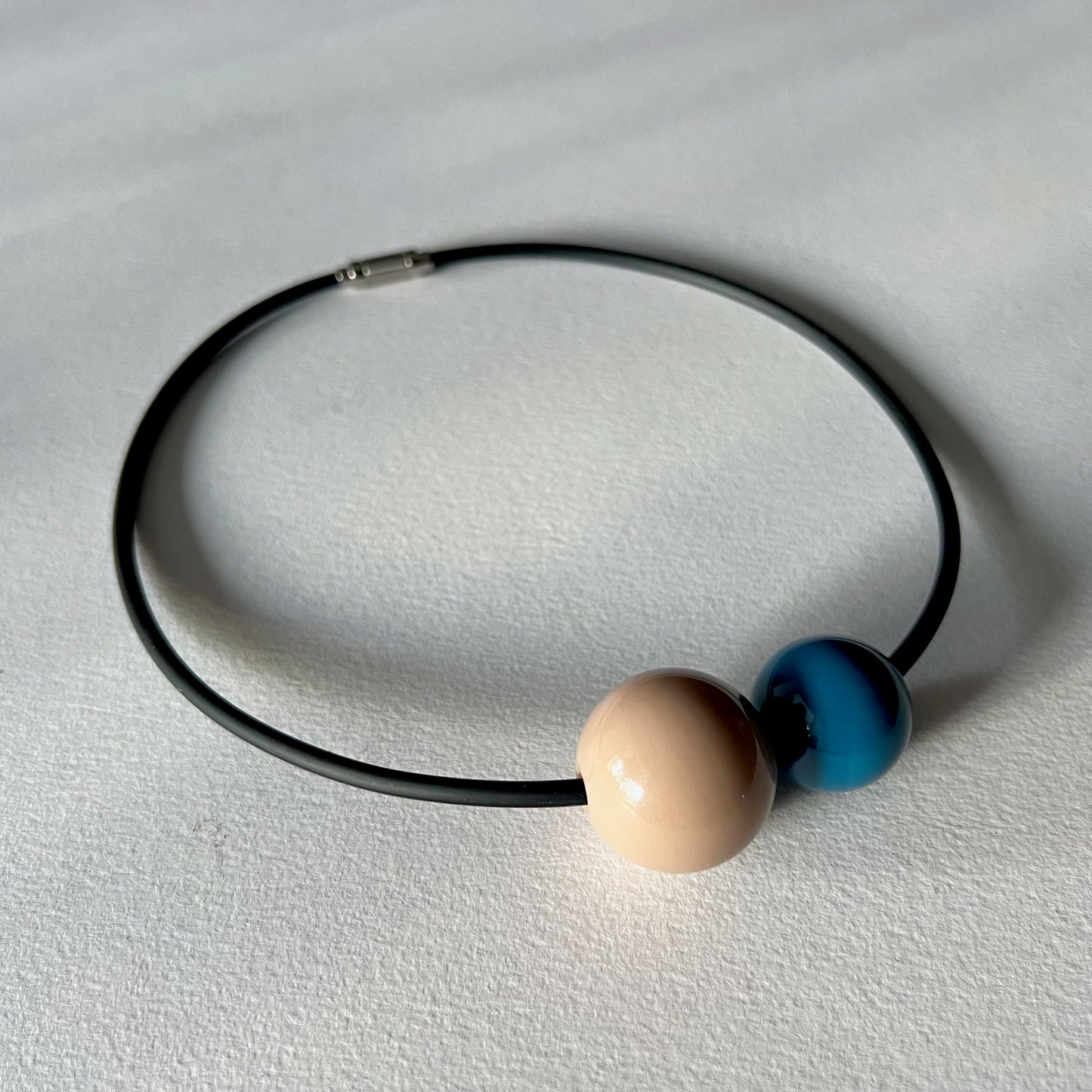 AUTHENTICITY: Artistic Double Sphere Resin & Rubber Choker