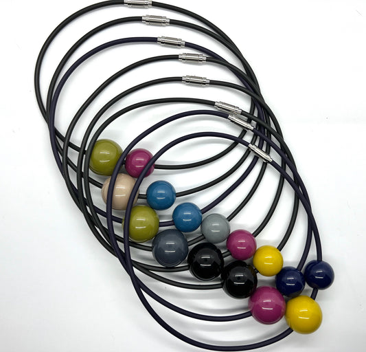 AUTHENTICITY: Artistic Double Sphere Resin & Rubber Choker