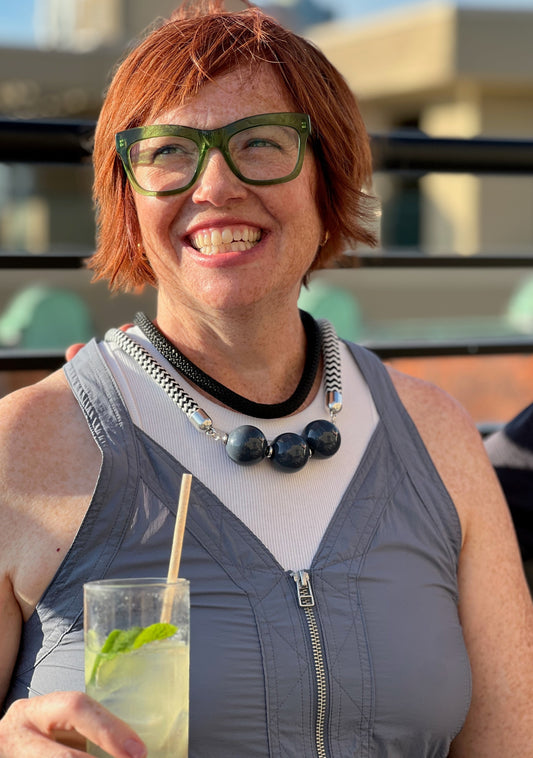 INSPIRE Chunky Vibrant Beads with Soft Black and Chevron Cord