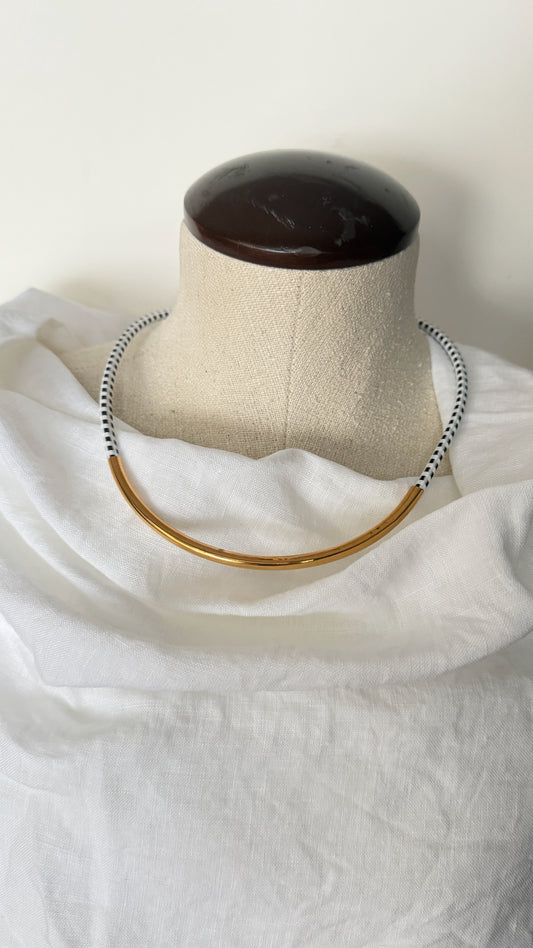 Launch: A Lightweight Choker in Soft Elastic Cord and Gold Accents