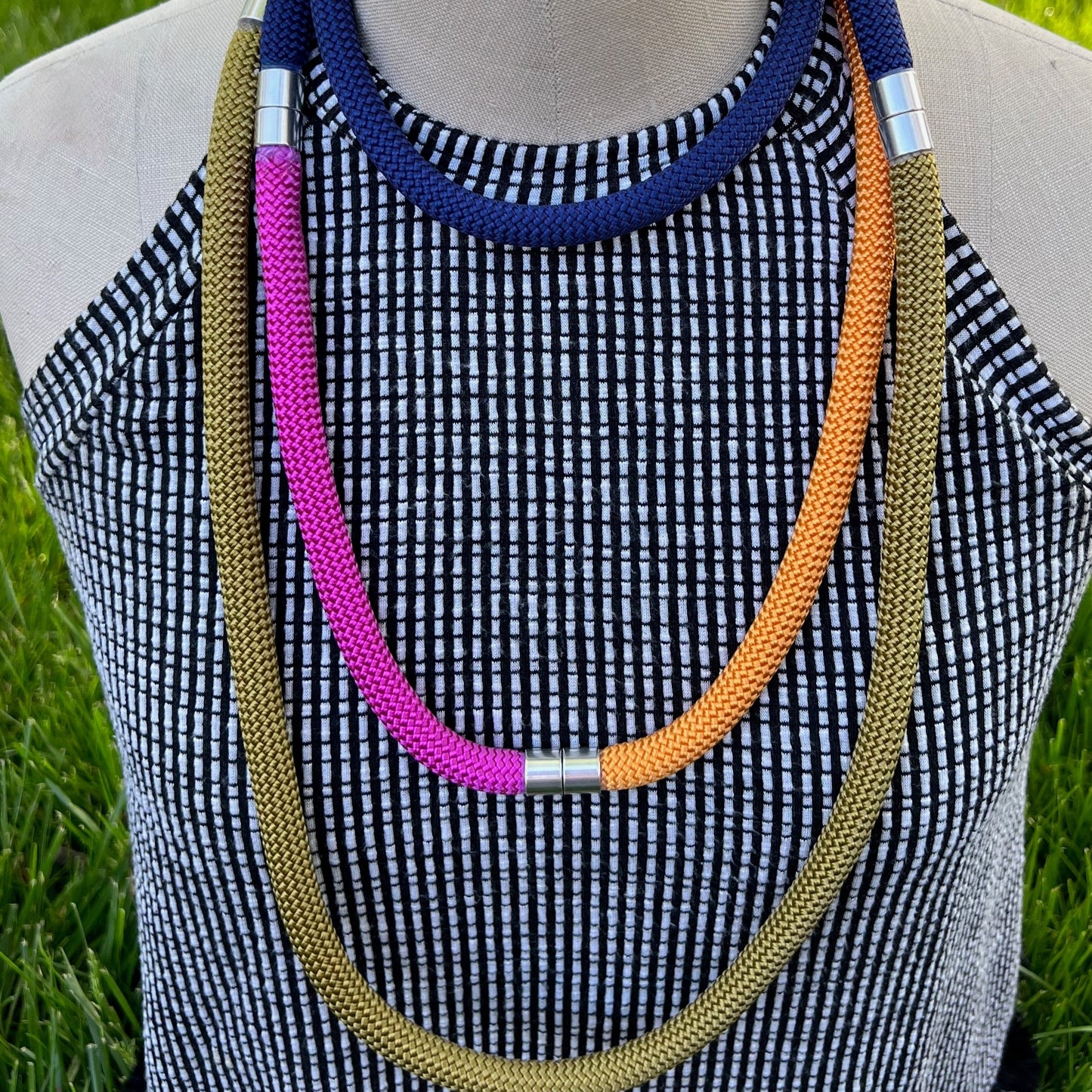 EVOLVE: A travel-ready colorful modular necklace in a sunset palette