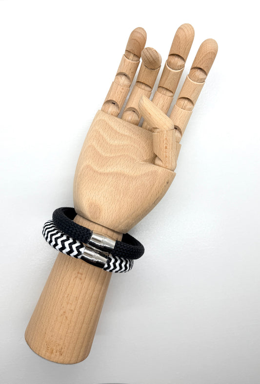 Abundance - Black & White Braided Nautical Rope Bracelet | Unisex