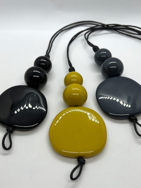 WISDOM: Artful Pendant Necklace with 3 Asymmetrical Resin Beads