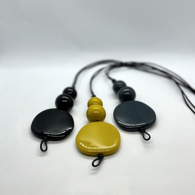 WISDOM: Artful Pendant Necklace with 3 Asymmetrical Resin Beads