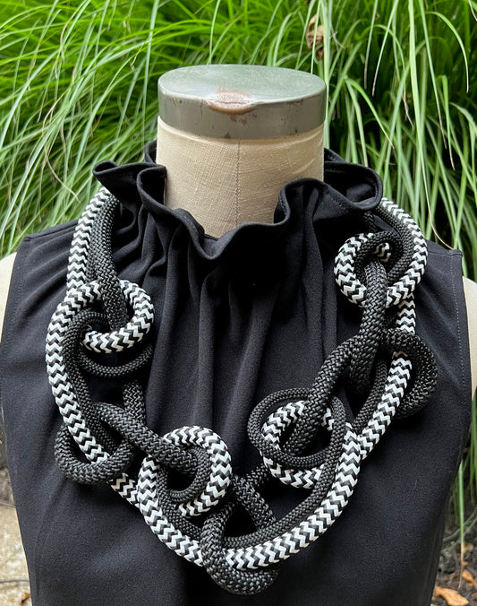 JOY: Modern Dramatic Necklace Made of Soft Woven Cord