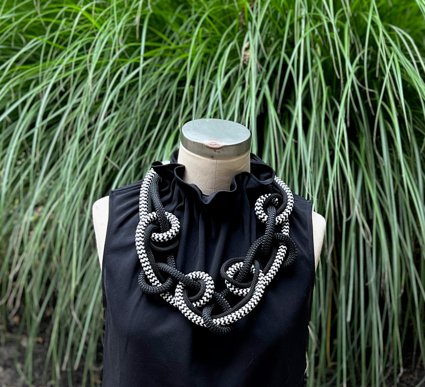 JOY: Modern Dramatic Necklace Made of Soft Woven Cord