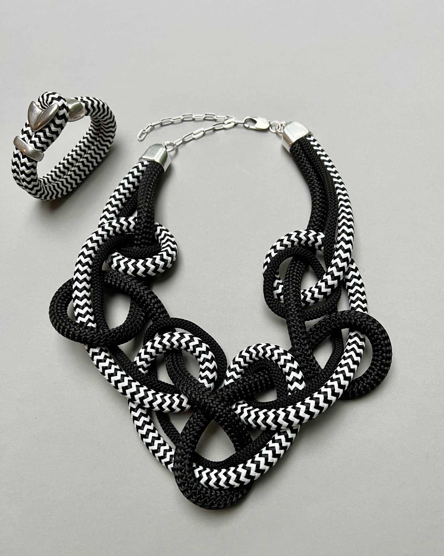 JOY: Modern Dramatic Necklace Made of Soft Woven Cord