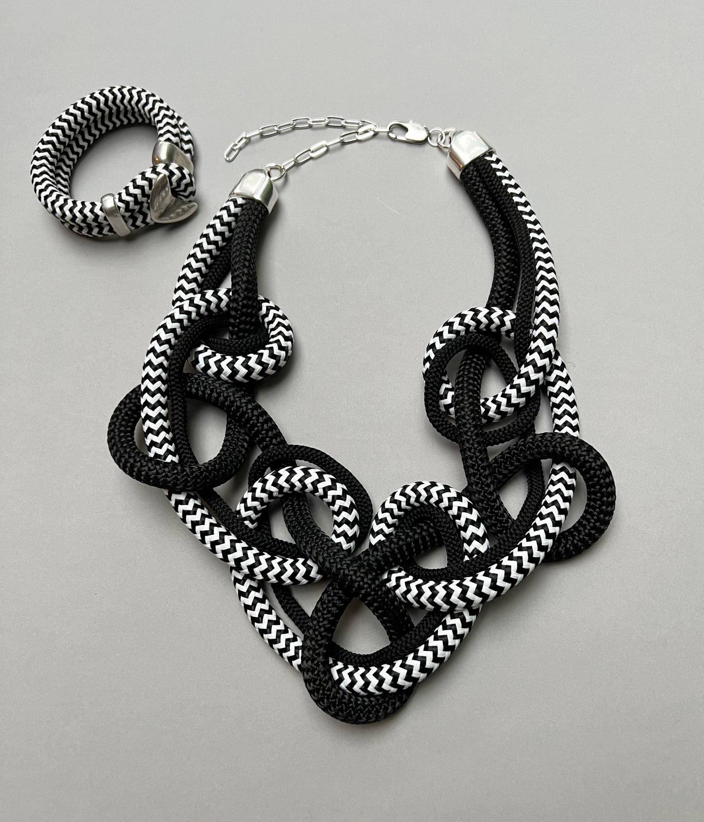 JOY: Modern Dramatic Necklace Made of Soft Woven Cord