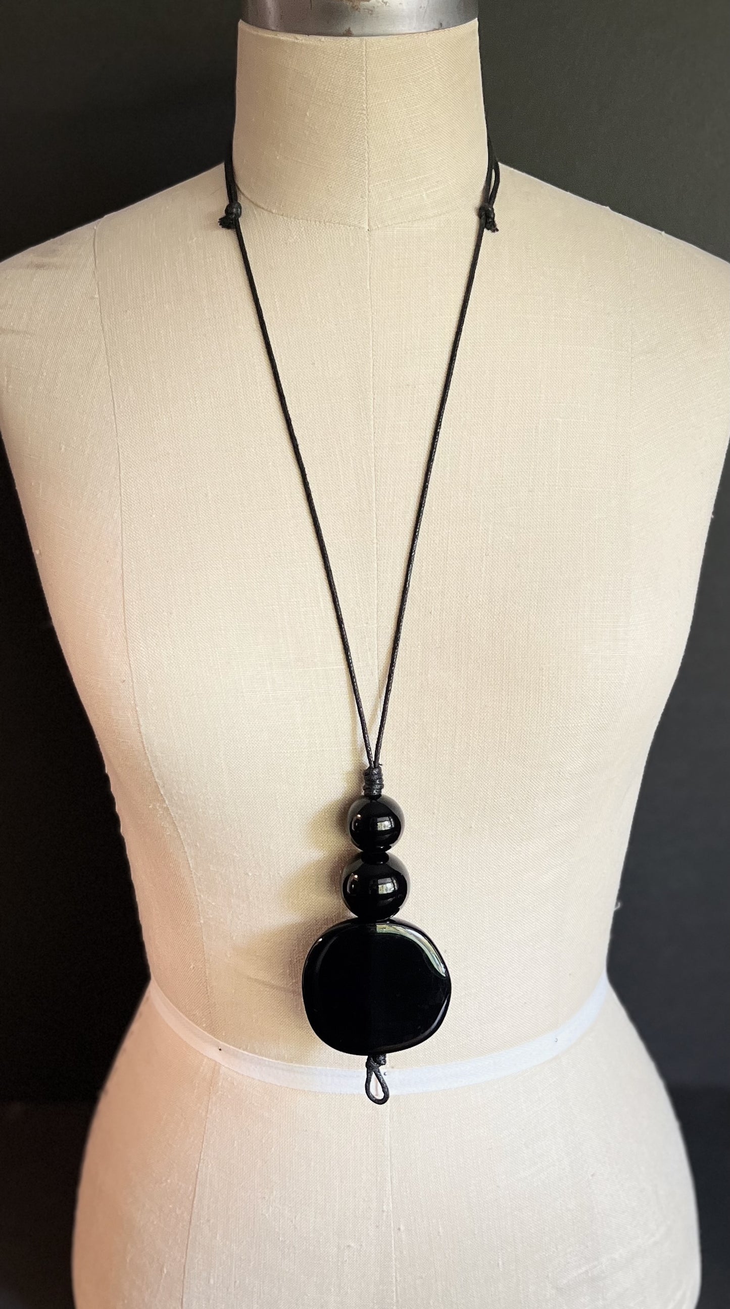 WISDOM: Artful Pendant Necklace with 3 Asymmetrical Resin Beads