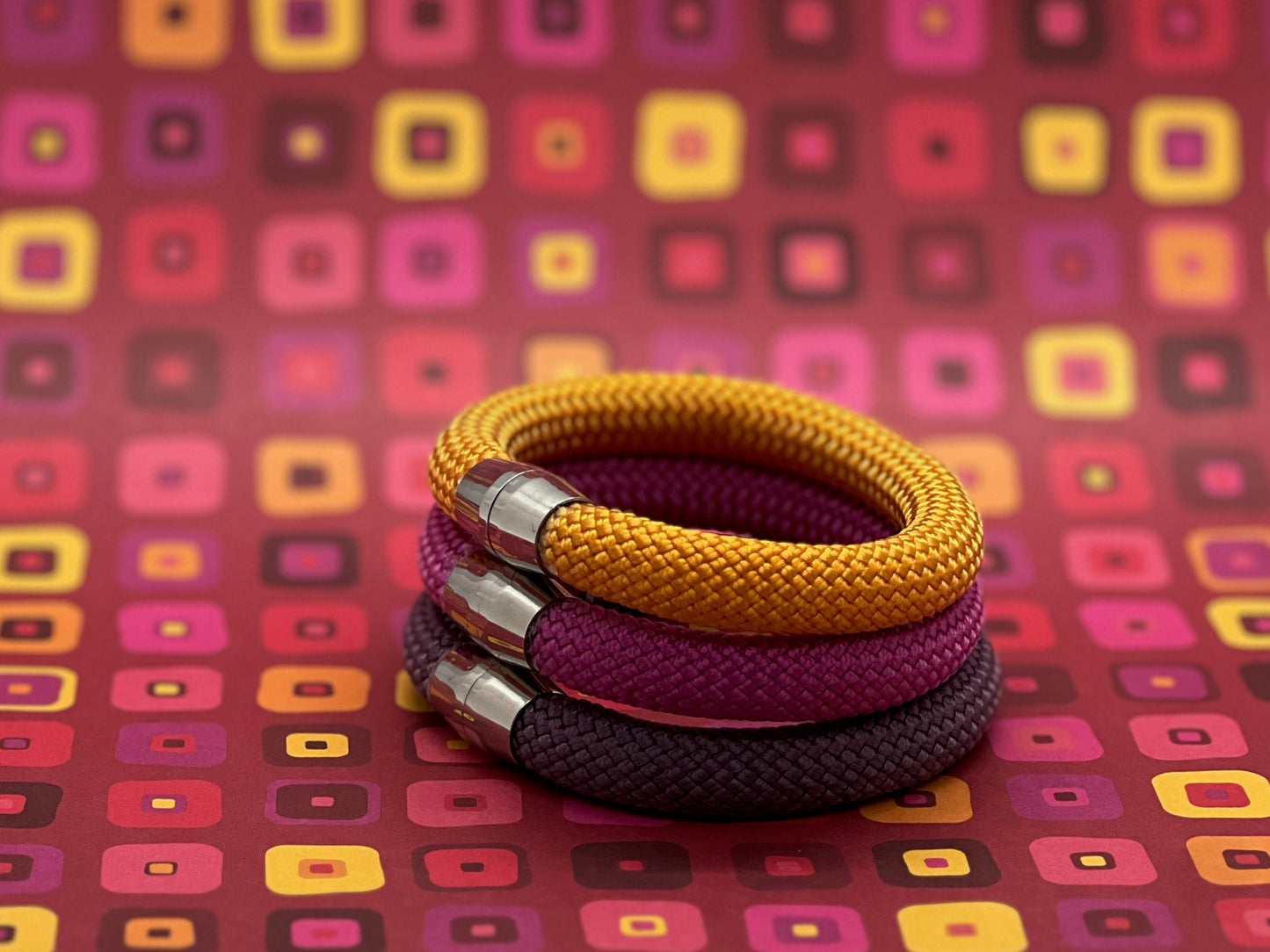 Abundance - Fuchsia/Silver Nautical Rope Bracelet with Magnetic Clasp