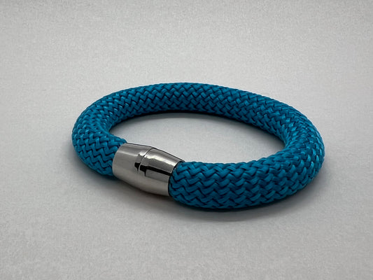 Abundance - Aqua/Silver Nautical Rope Bracelet with Magnetic Clasp