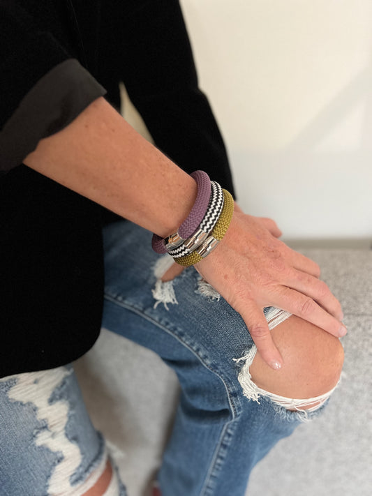 Abundance - Black & White Braided Nautical Rope Bracelet | Unisex