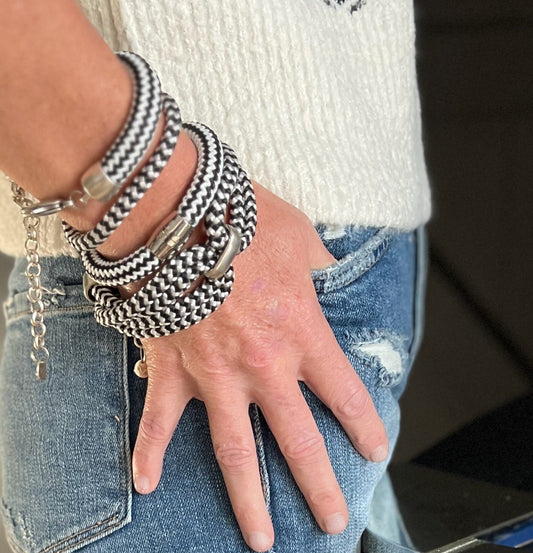 Abundance - Black & White Braided Nautical Rope Bracelet | Unisex