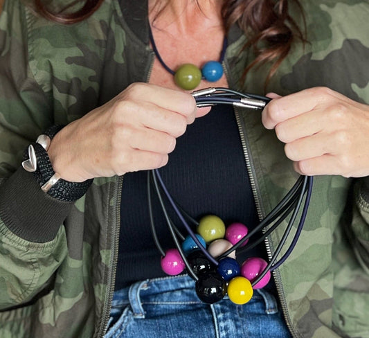 AUTHENTICITY: Artistic Double Sphere Resin & Rubber Choker