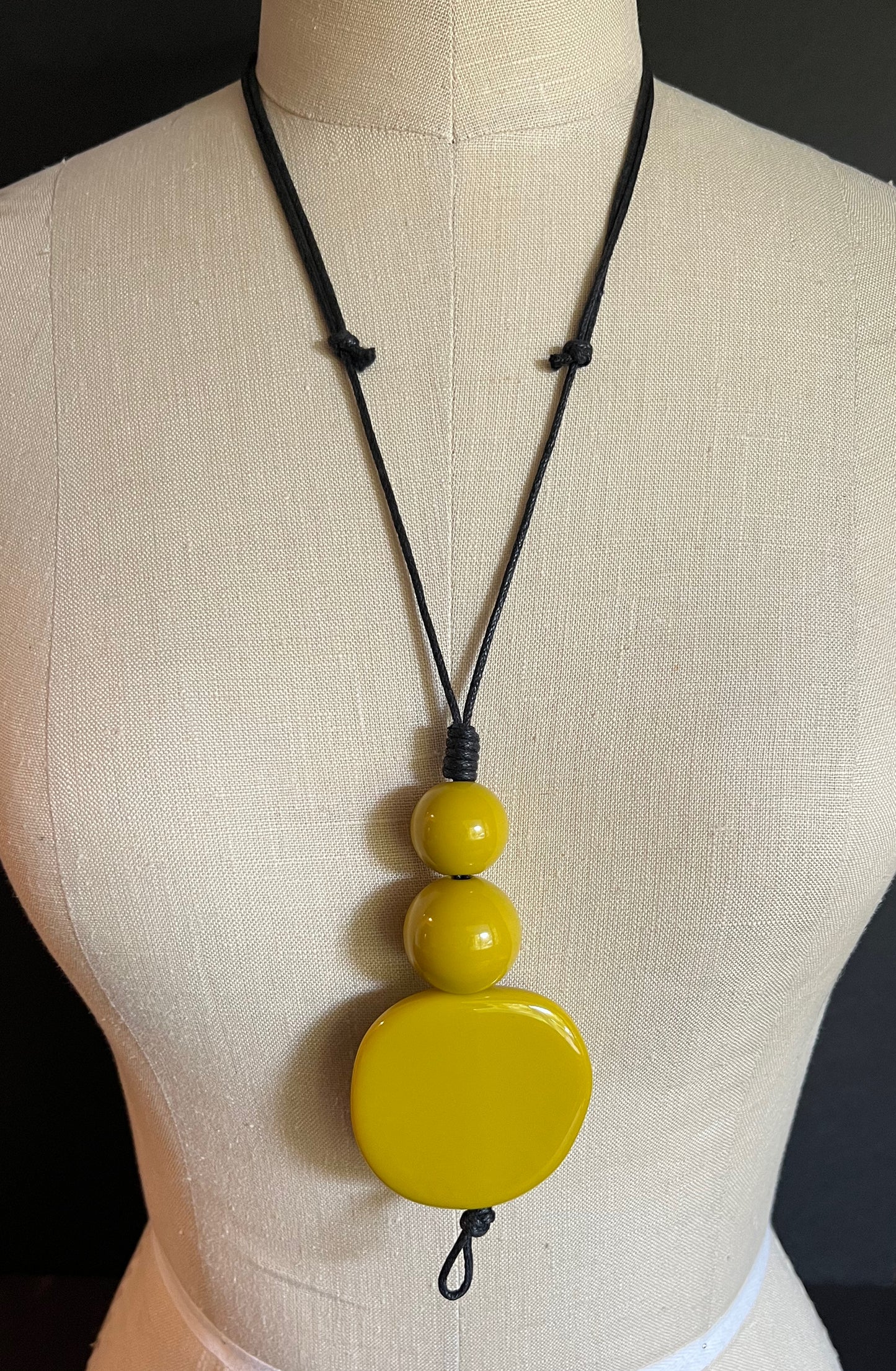 WISDOM: Artful Pendant Necklace with 3 Asymmetrical Resin Beads