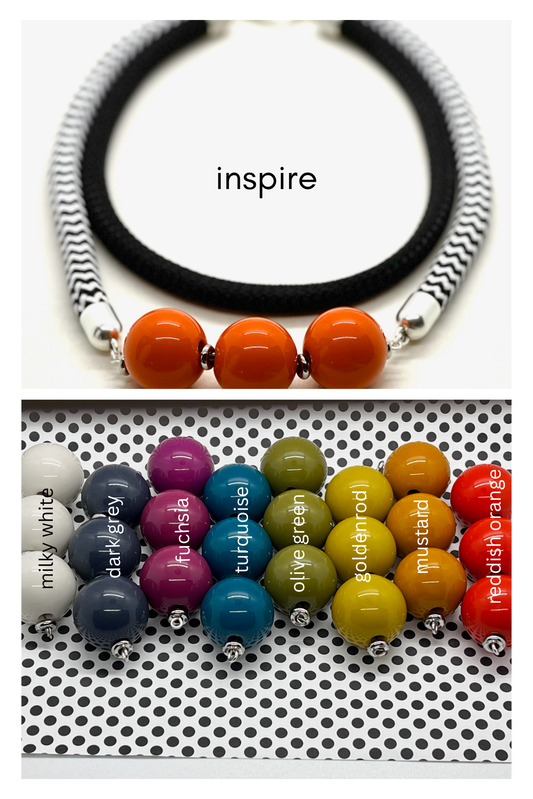 INSPIRE Chunky Vibrant Beads with Soft Black and Chevron Cord