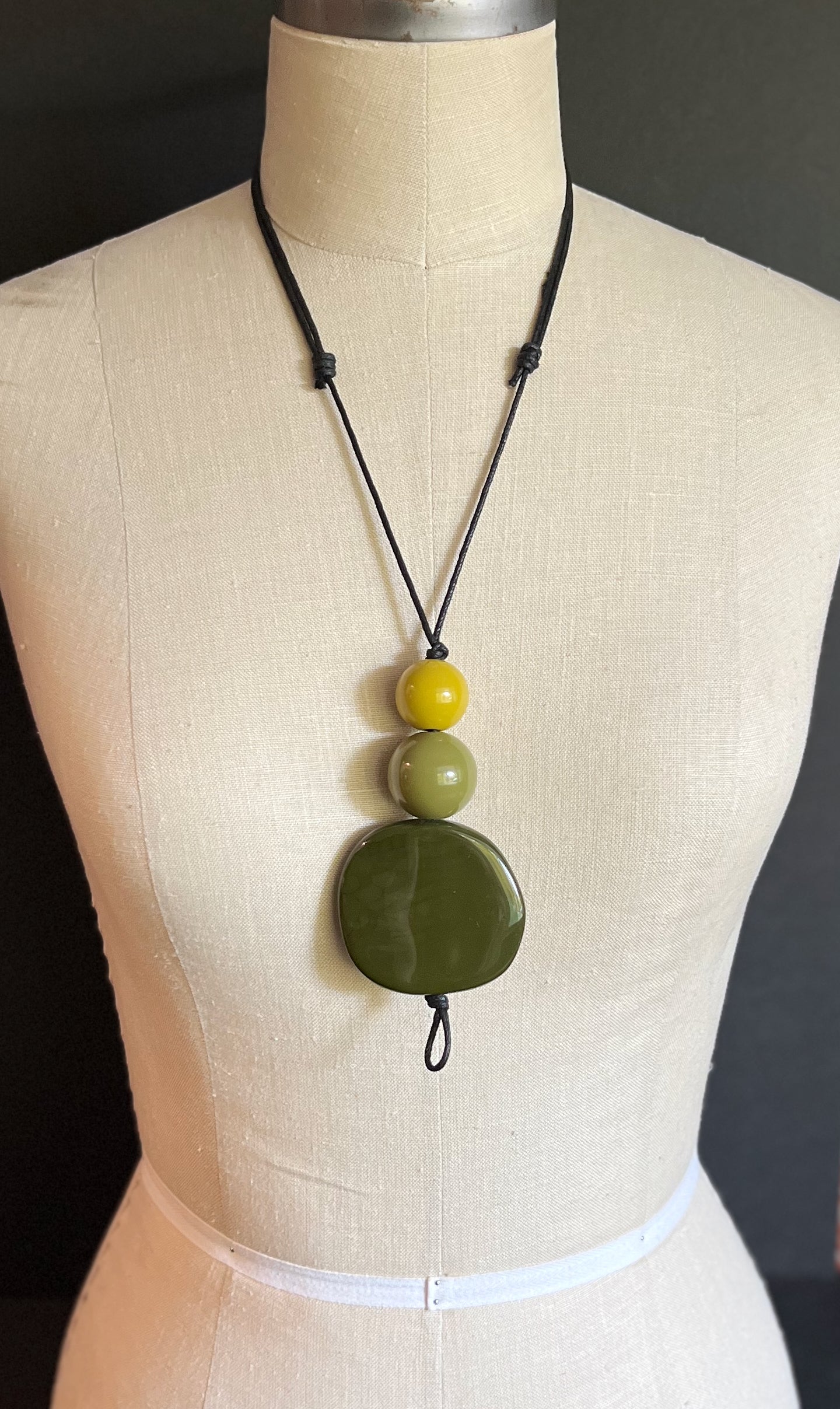 WISDOM: Artful Pendant Necklace with 3 Asymmetrical Resin Beads