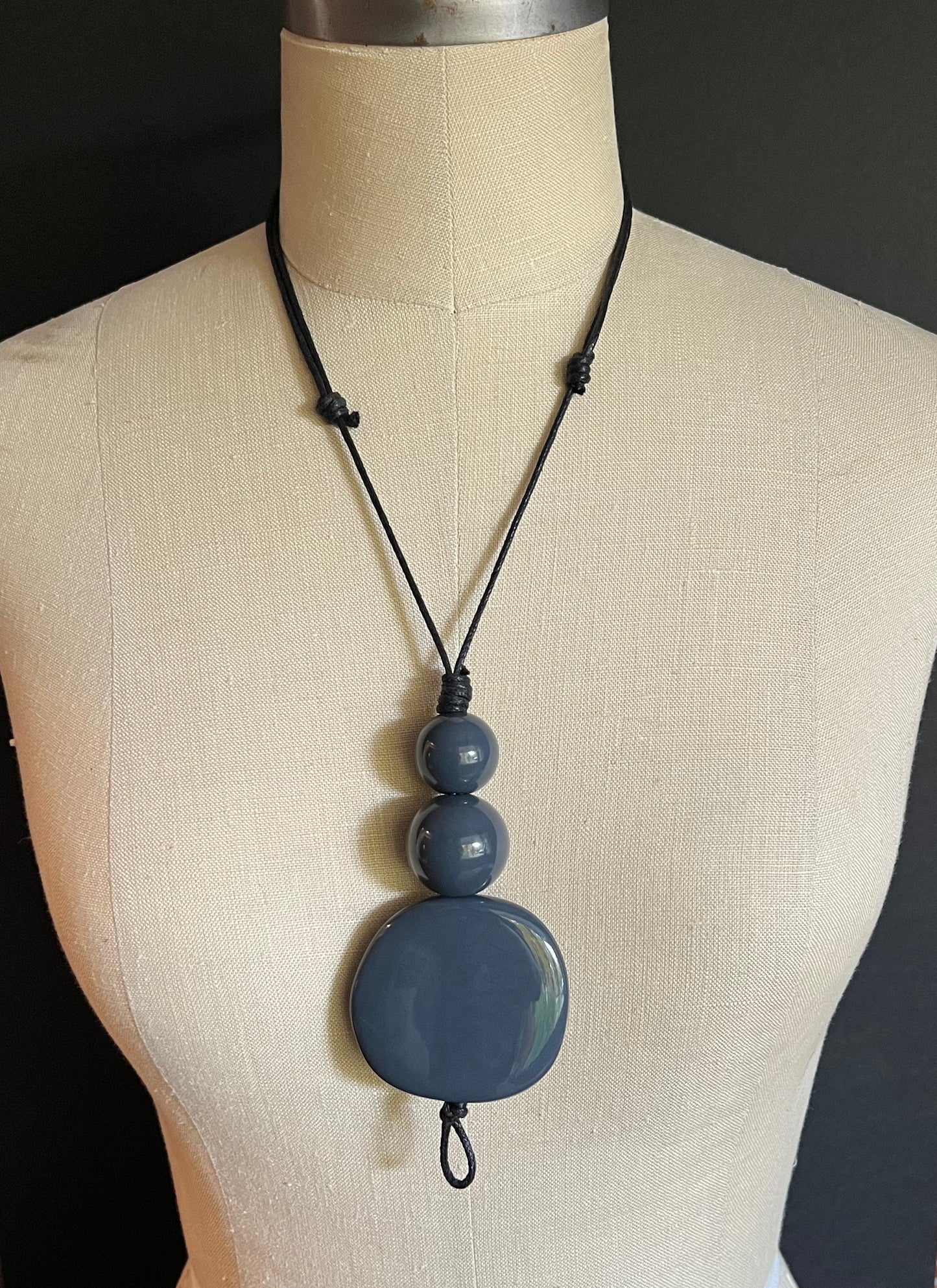 WISDOM: Artful Pendant Necklace with 3 Asymmetrical Resin Beads