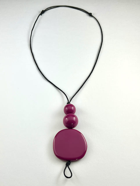 WISDOM: Artful Pendant Necklace with 3 Asymmetrical Resin Beads