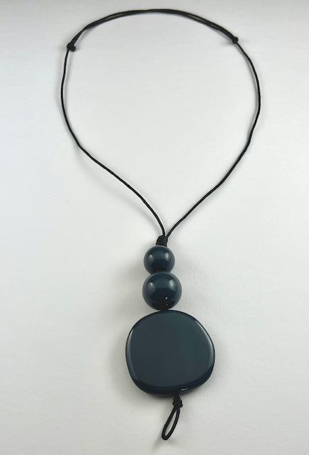 WISDOM: Artful Pendant Necklace with 3 Asymmetrical Resin Beads