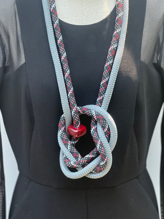 Contemporary Knotted Fiber Bib Necklace