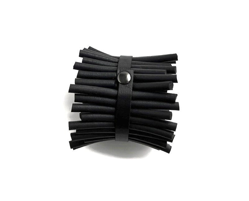 SASS: Eye-Catching Industrial Black Rubber Bracelet with Snap